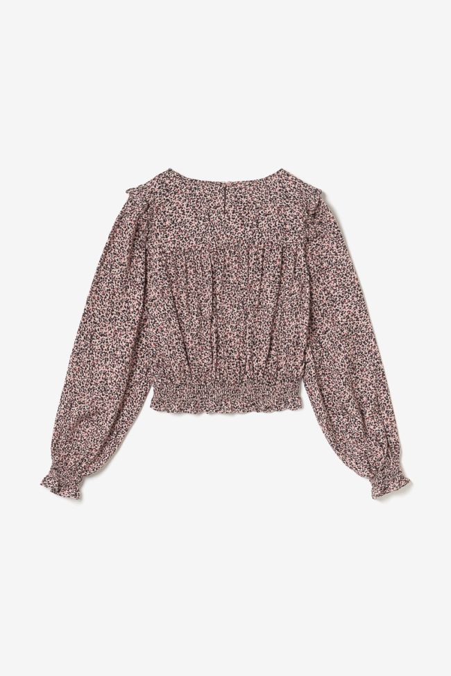 Blouse Midgi rose à motif léopard