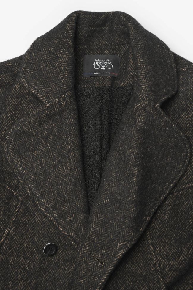 Manteau Shawgi marron à motif chevrons