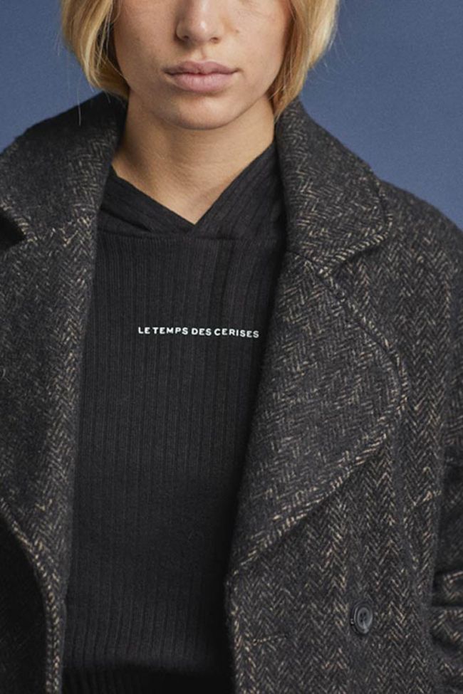 Manteau Shawgi marron à motif chevrons