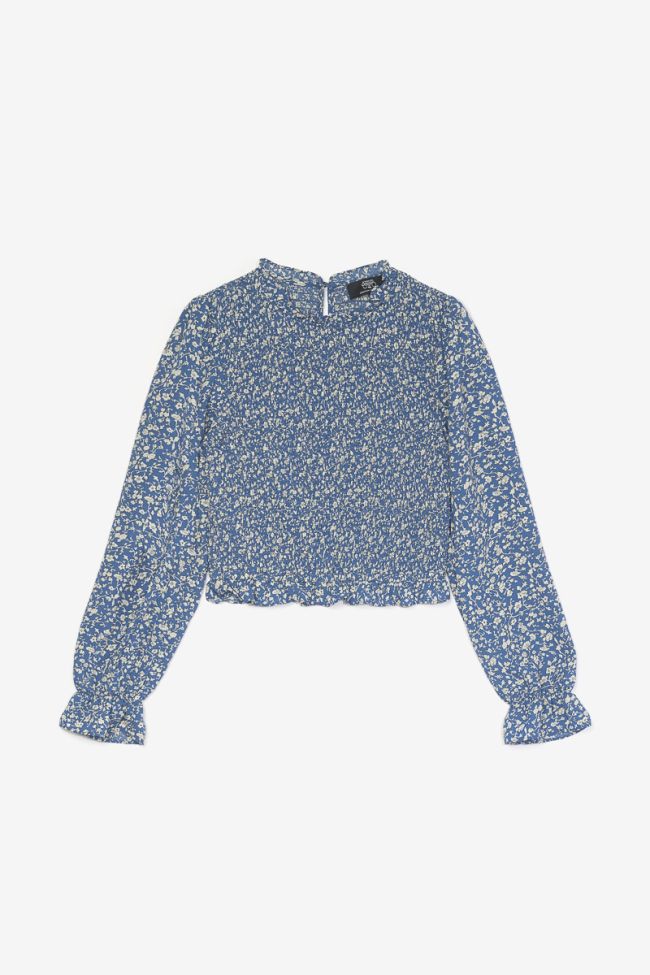 Blouse Vanygi bleue à motif fleuri