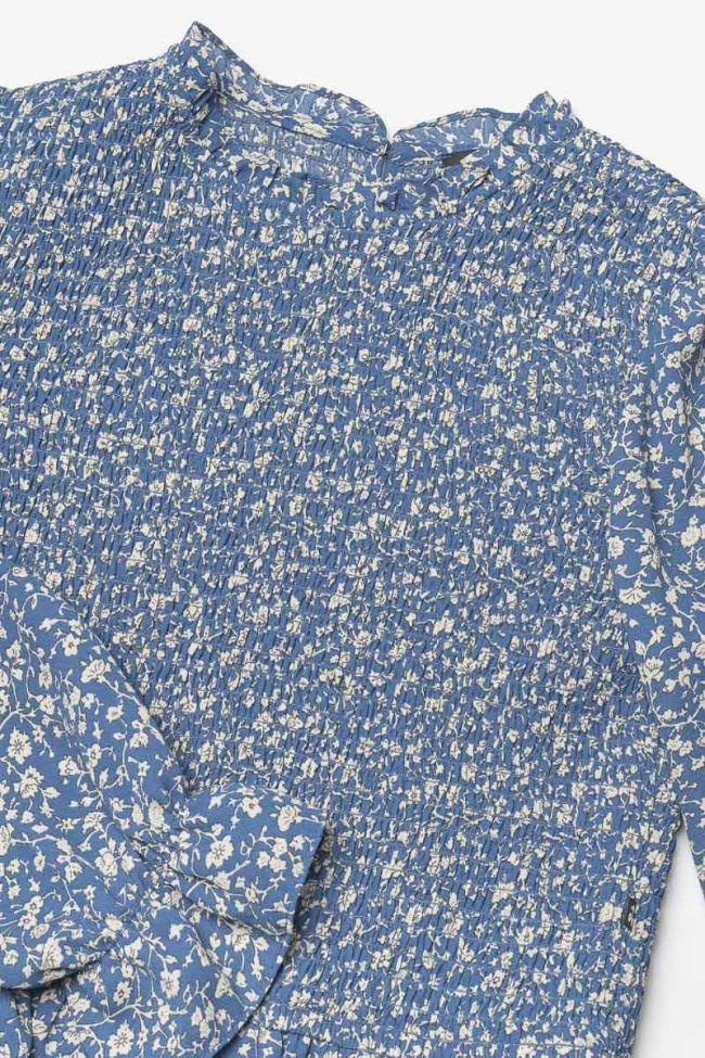 Blouse Vanygi bleue à motif fleuri