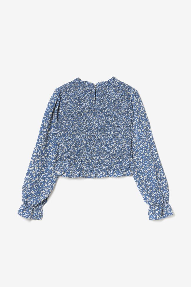 Blouse Vanygi bleue à motif fleuri