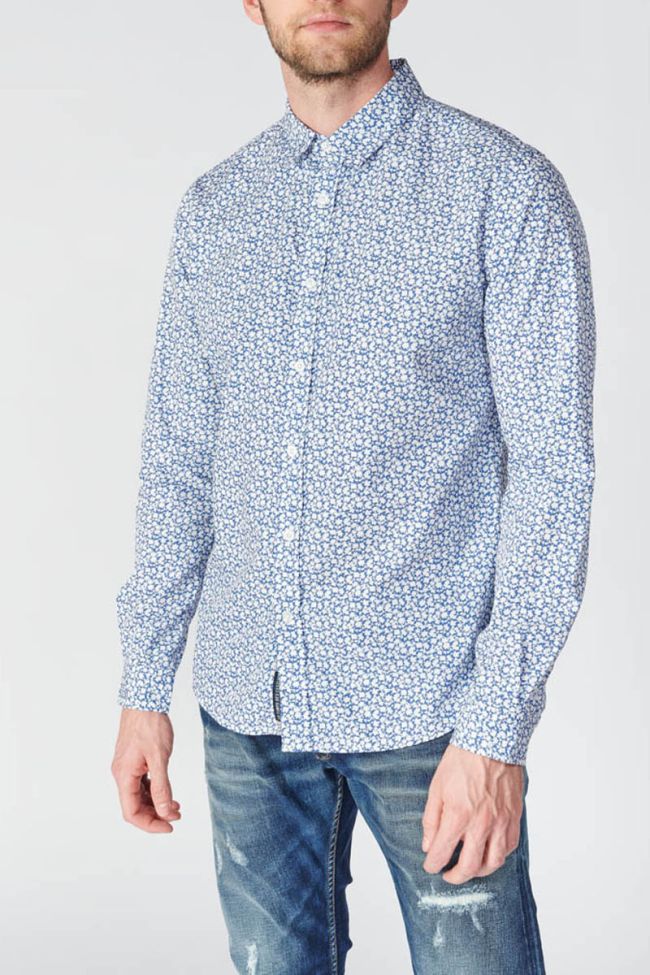 Chemise Brotel bleue à motif feuilles