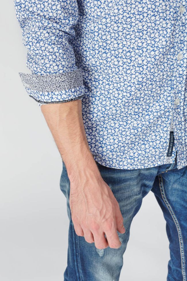 Chemise Brotel bleue à motif feuilles