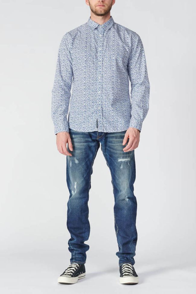 Chemise Brotel bleue à motif feuilles
