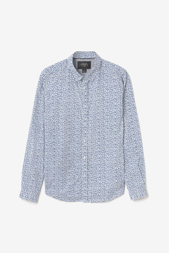 Chemise Brotel bleue à motif feuilles