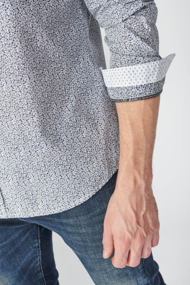 Chemise Dolmu bleu marine à motif fleuri