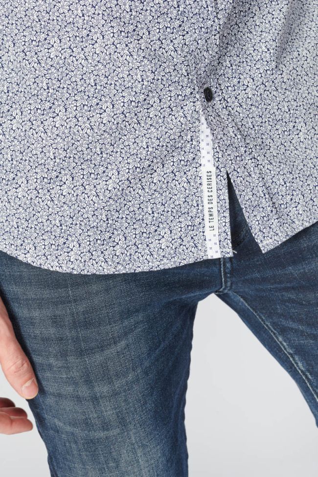 Chemise Dolmu bleu marine à motif fleuri