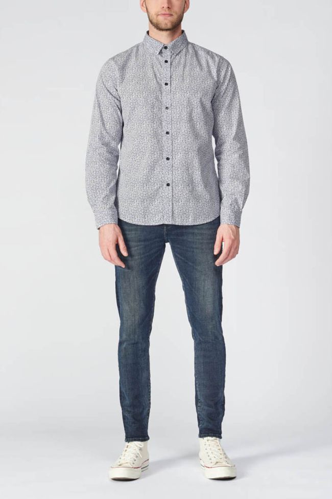 Chemise Dolmu bleu marine à motif fleuri