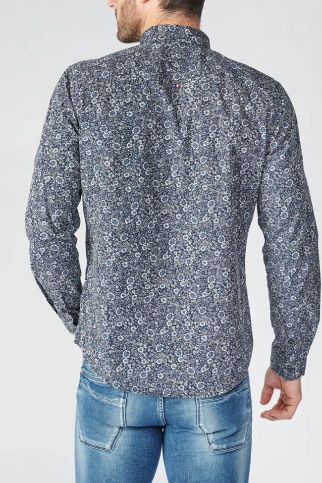 Chemise Fabion bleu marine à motif fleuri