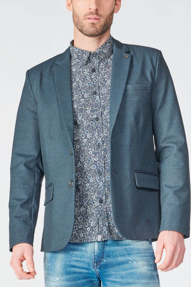 Chemise Fabion bleu marine à motif fleuri