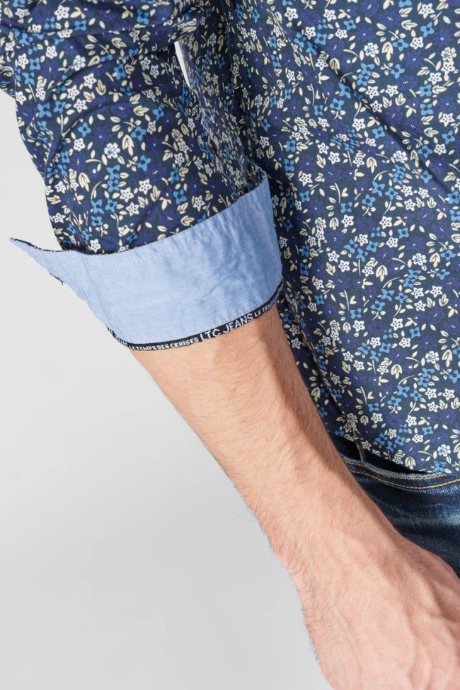 Chemise Paster bleu marine à motif fleuri