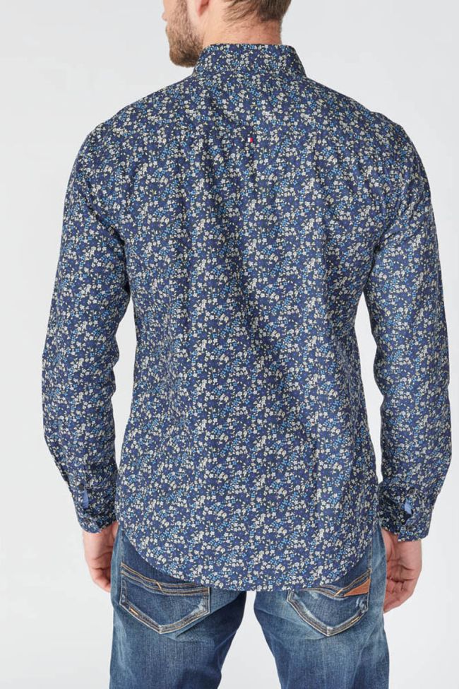 Chemise Paster bleu marine à motif fleuri