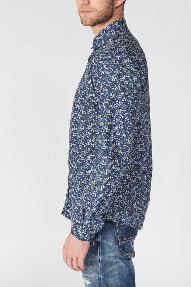 Chemise Paster bleu marine à motif fleuri
