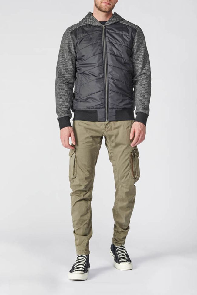 Veste bi-matière Solis noire et grise