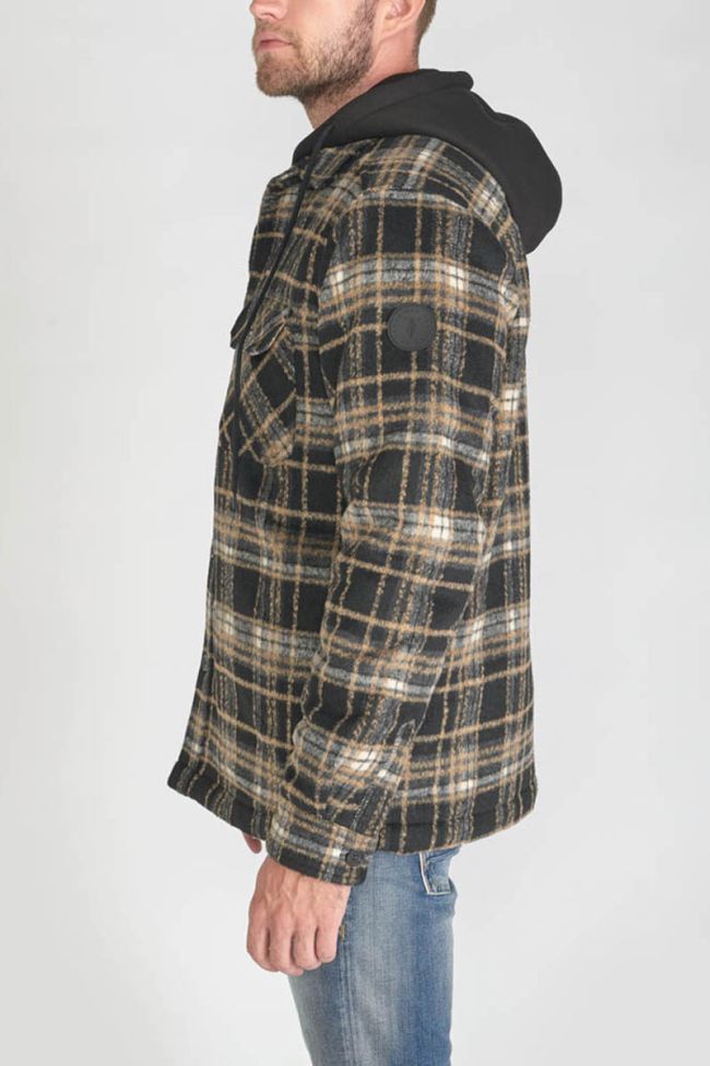 Veste surchemise Timal à carreaux beiges et noirs