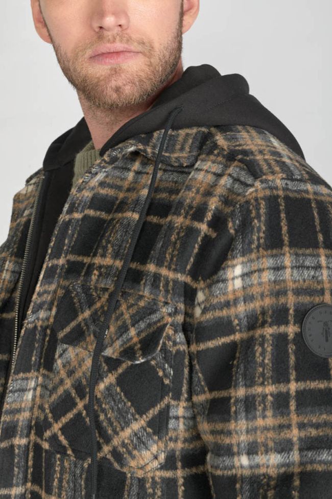 Veste surchemise Timal à carreaux beiges et noirs