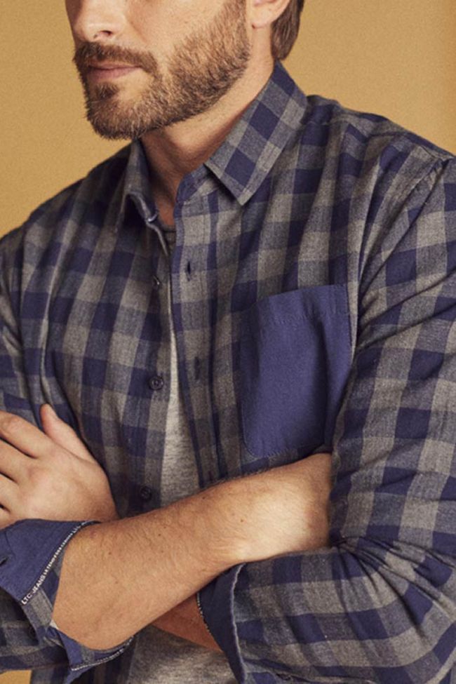 Chemise Tivex à carreaux bleu marine et gris