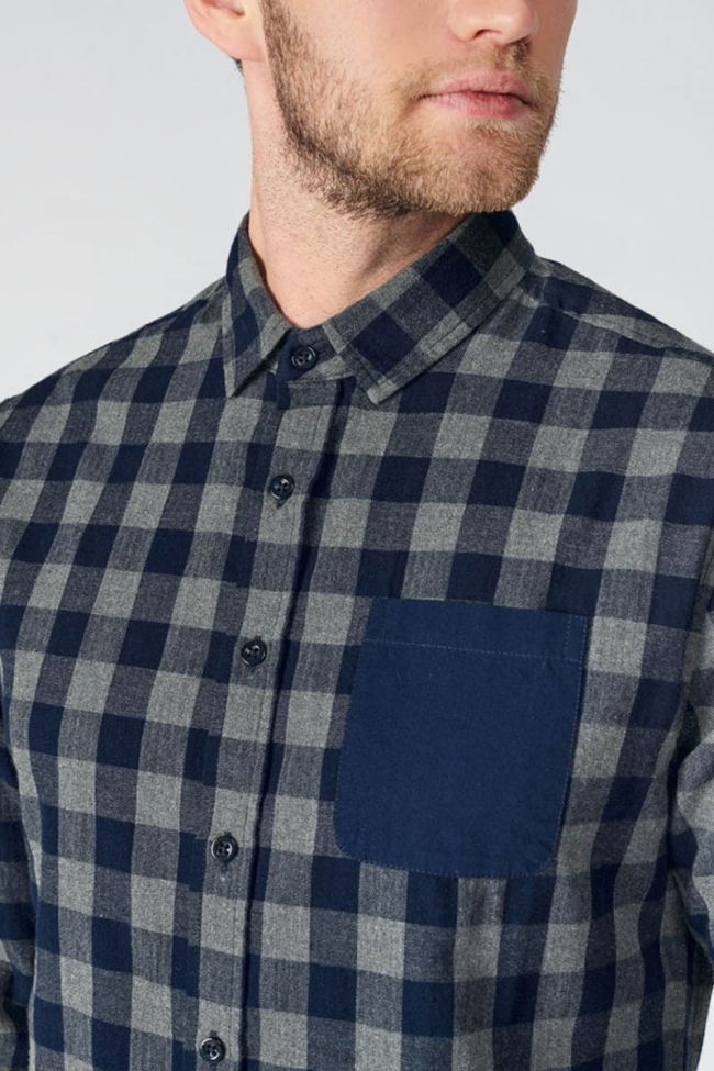 Chemise Tivex à carreaux bleu marine et gris