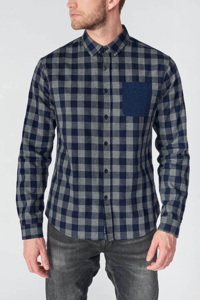 Chemise Tivex à carreaux bleu marine et gris