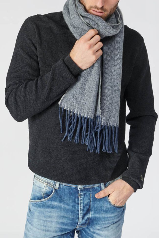 Echarpe Vanel à chevrons bleu marine