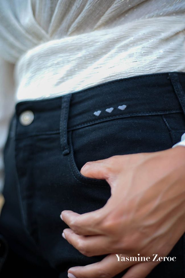 COLLAB @YASMINE.ZEROC Amour 400/18 mom taille haute 7/8ème jeans noir N°1