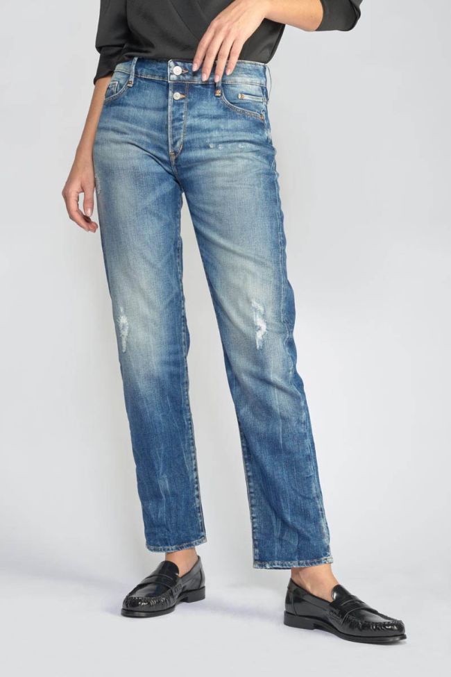 Jeans 400/18 mom Basic taille haute 7/8ème destroy vintage bleu N°3
