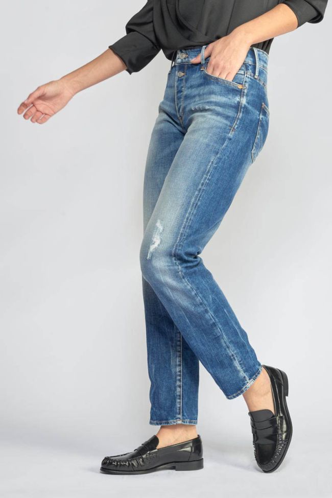 Jeans 400/18 mom Basic taille haute 7/8ème destroy vintage bleu N°3
