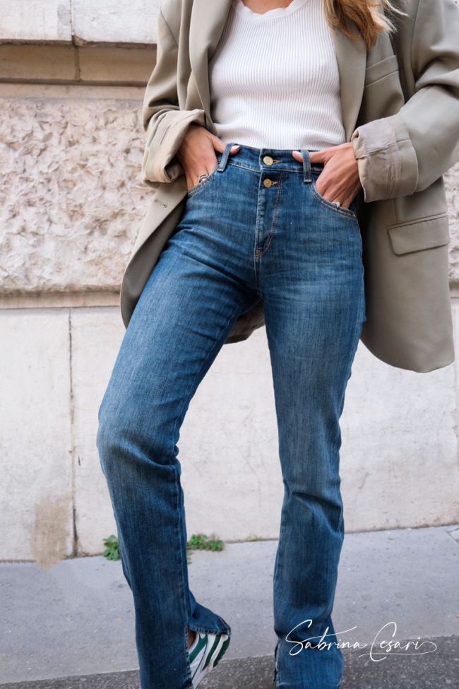 COLLAB @SABRINACSARI Roma 400/19 mom taille haute jeans bleu N°1