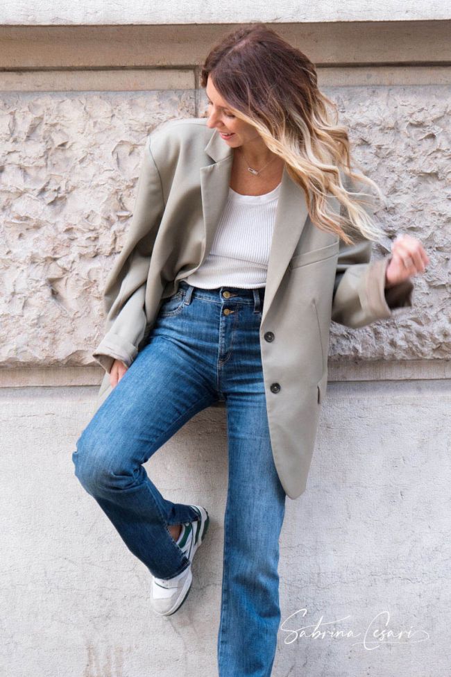 COLLAB @SABRINACSARI Roma 400/19 mom taille haute jeans bleu N°1