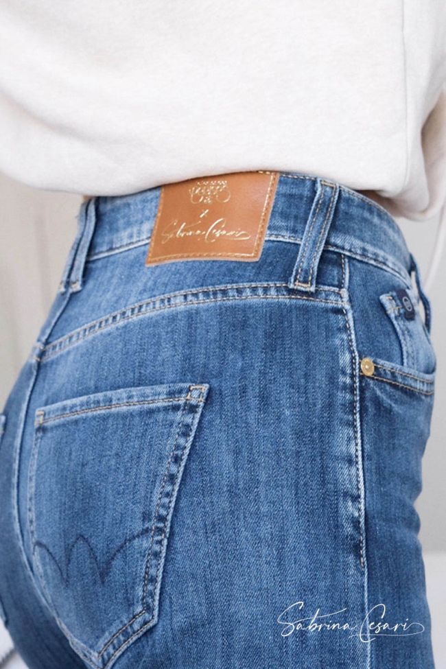 COLLAB @SABRINACSARI Roma 400/19 mom taille haute jeans bleu N°1