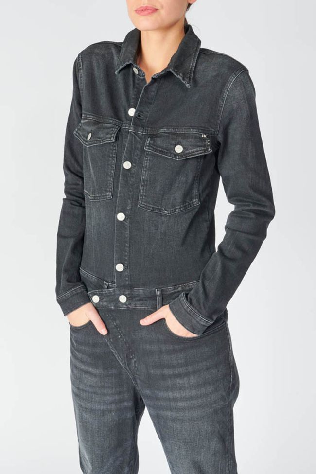 Combinaison à fermeture asymétrique Cosa en jeans noir délavé