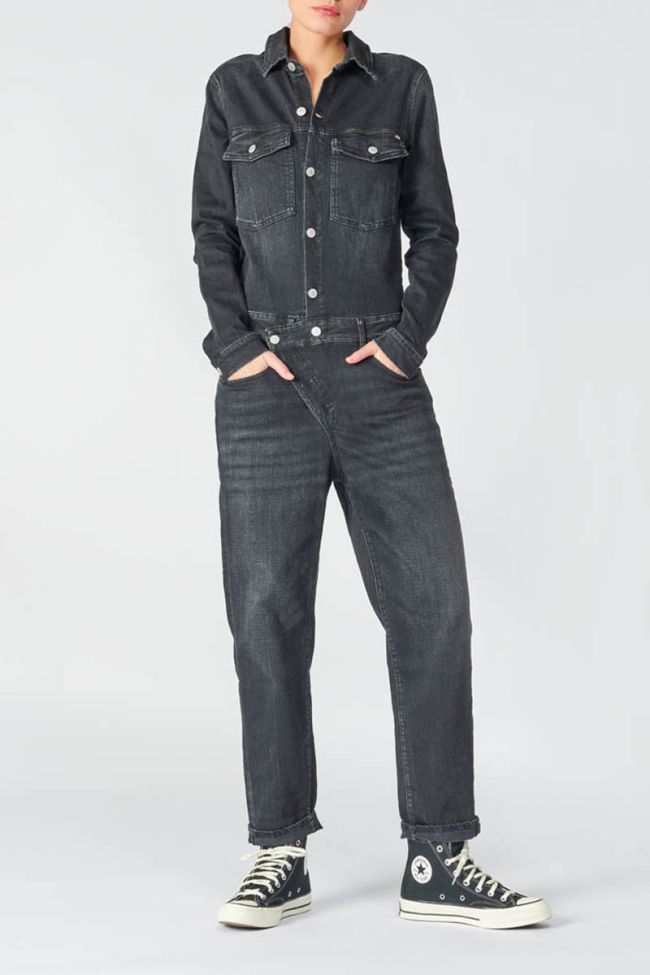 Combinaison à fermeture asymétrique Cosa en jeans noir délavé