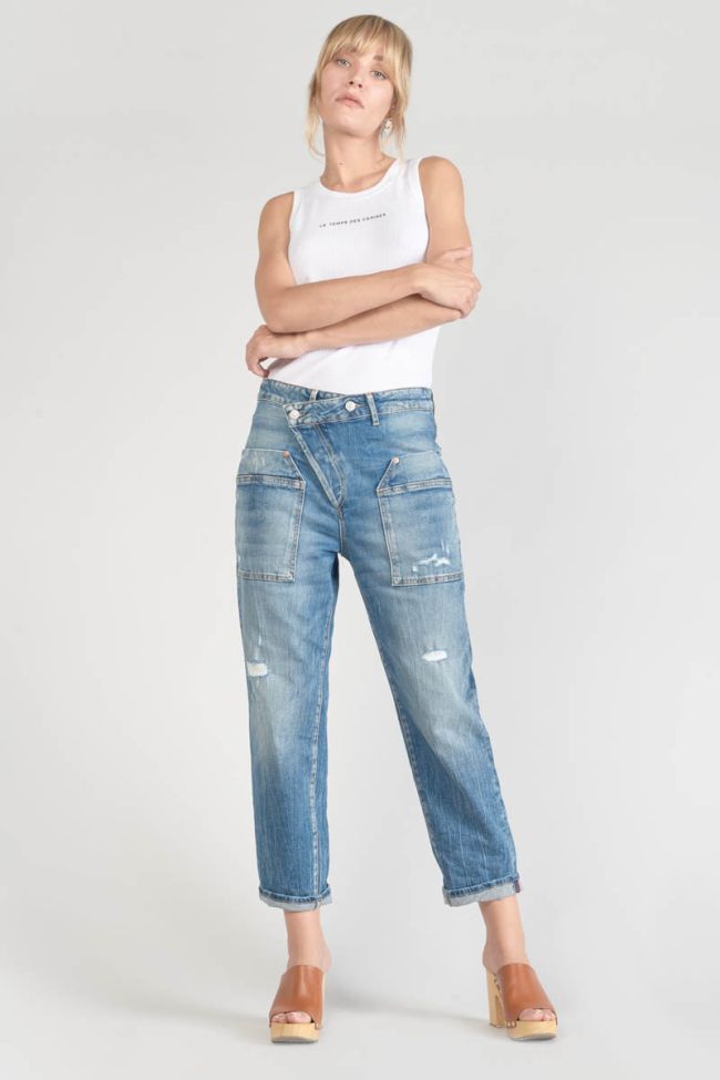 Jeans boyfit Cosy Pocket 7/8ème destroy vintage bleu N°4