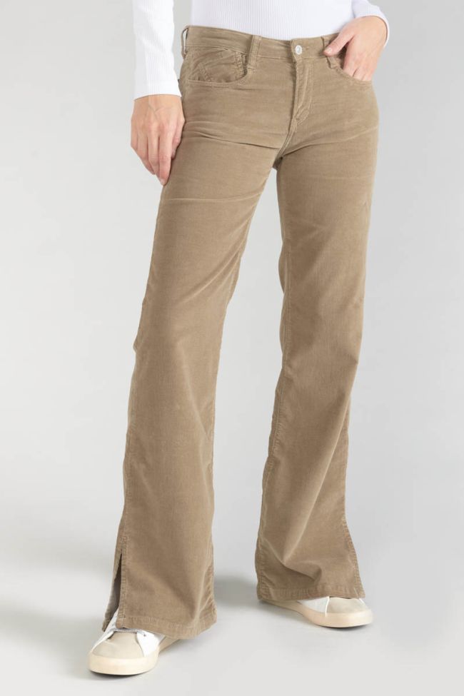 Pantalon flare Fynca en velours côtelé beige sable