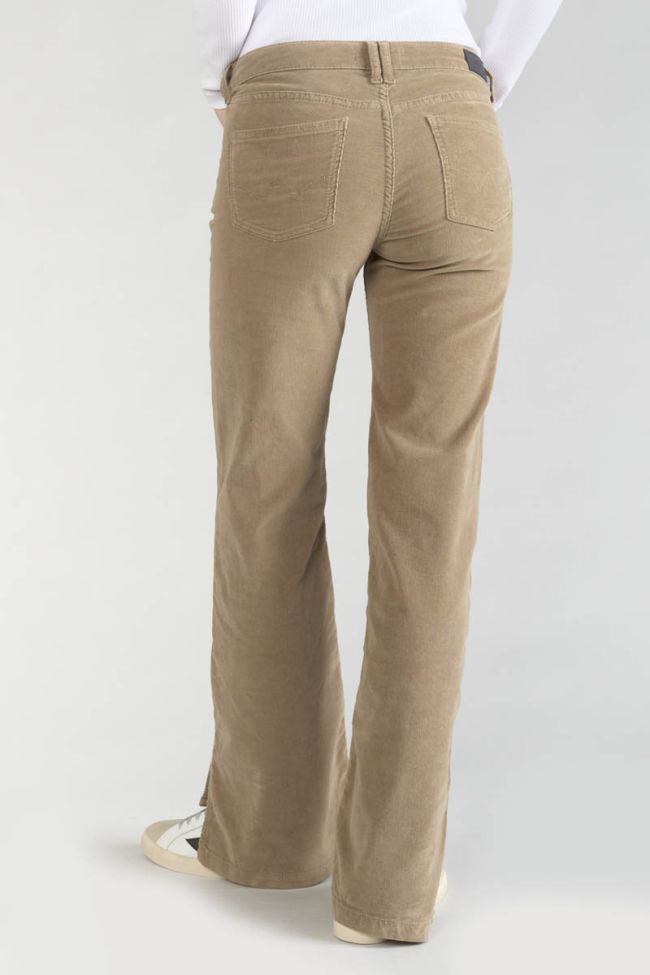 Pantalon flare Fynca en velours côtelé beige sable