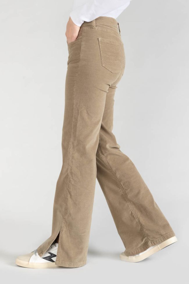 Pantalon flare Fynca en velours côtelé beige sable