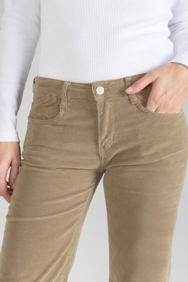 Pantalon flare Fynca en velours côtelé beige sable