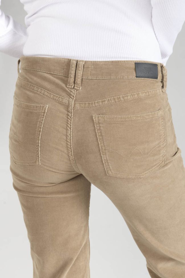 Pantalon flare Fynca en velours côtelé beige sable