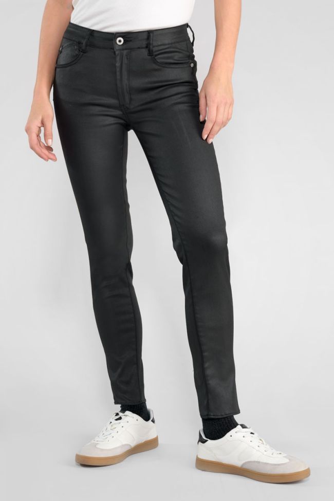 Jeans pulp slim taille haute 7/8ème enduit noir N°0