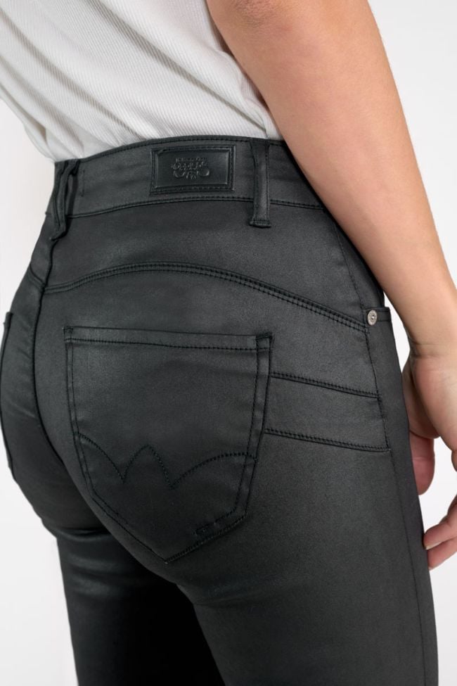 Jeans pulp slim taille haute 7/8ème enduit noir N°0