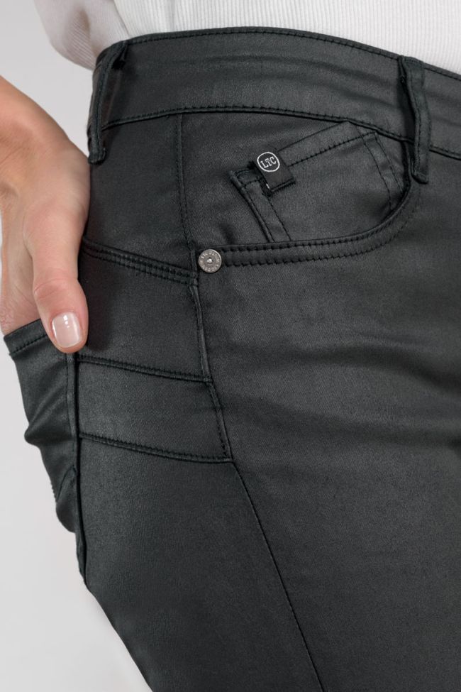 Jeans pulp slim taille haute 7/8ème enduit noir N°0