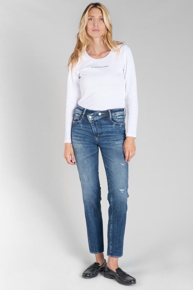 Jeans pulp regular Zep taille haute 7/8ème destroy bleu N°2