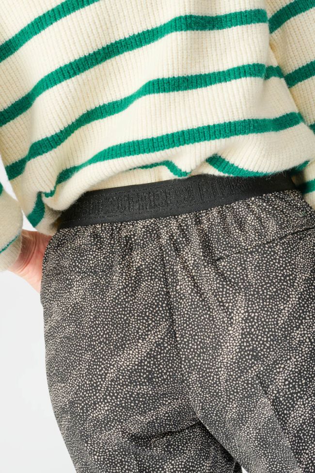 Pantalon Dorina noir à motif animalier