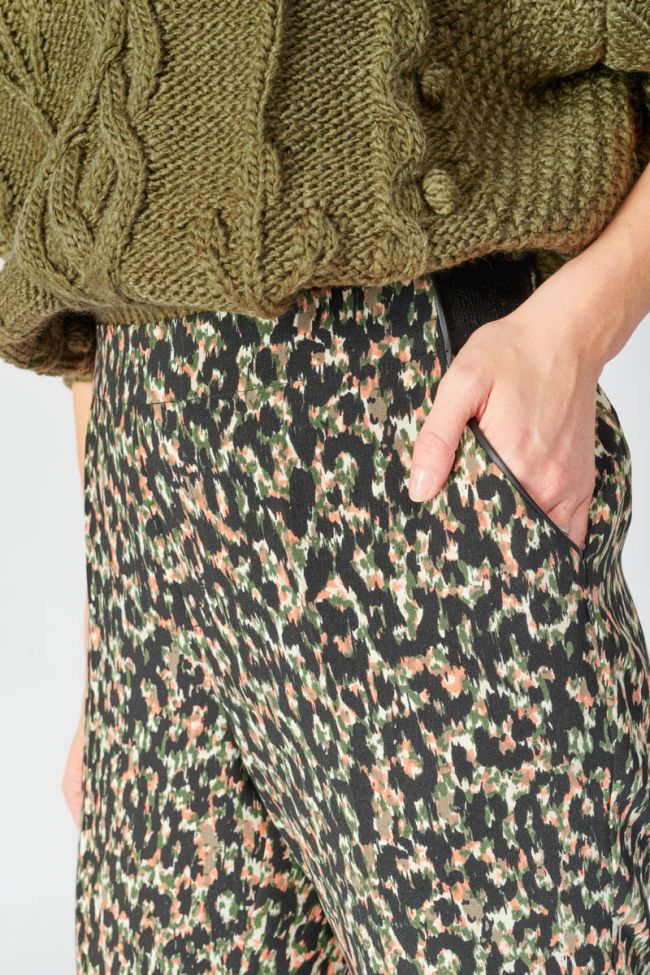 Pantalon Way à motif léopard kaki