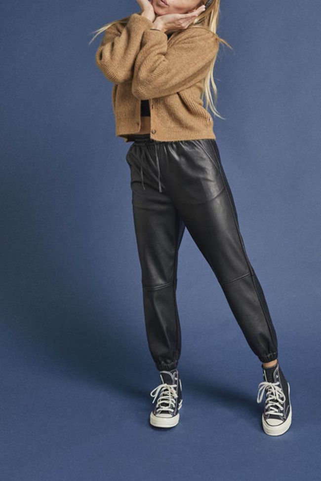 Pantalon Minetgi en simili cuir noir