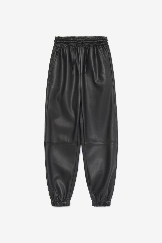 Pantalon Minetgi en simili cuir noir