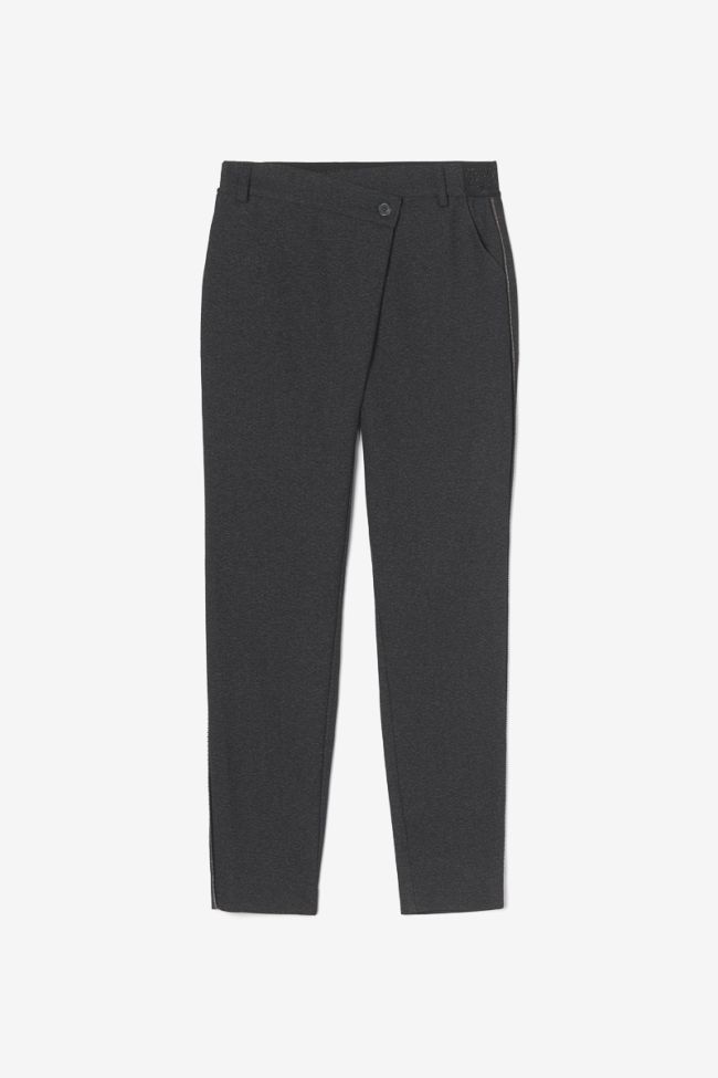 Pantalon Rockogi noir chiné à fermeture asymétrique