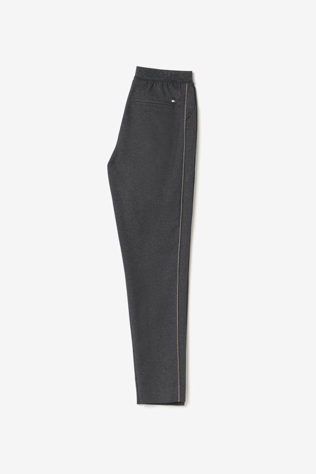 Pantalon Rockogi noir chiné à fermeture asymétrique