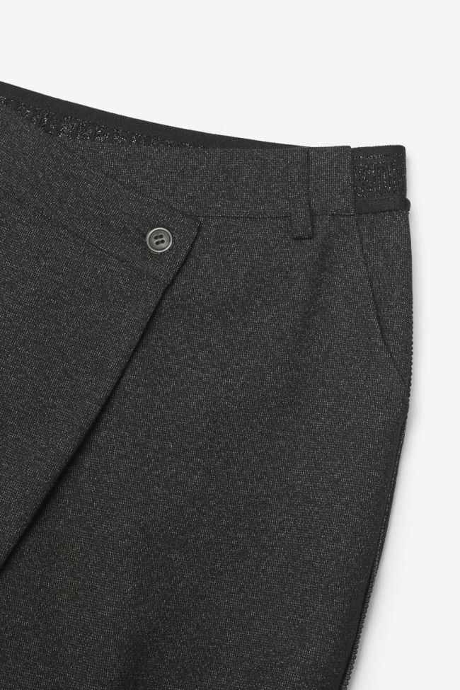 Pantalon Rockogi noir chiné à fermeture asymétrique